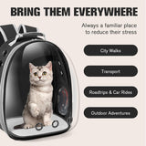 Active Cooling Pet Backpack Carrier with Side Fan,Airline Approved Transparent Bubble Backpack for Cats, Dogs, Puppies Enhanced Ventilation for Travel, Hiking, Camping (Black)