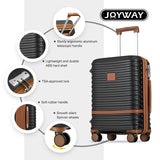 Joyway Carry On Luggage 20 Inch Expandable Suitcase with Spinner Wheel, 4 Piece Hard Shell Luggage Set with TSA Lock(Black brown)