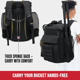 Baseball Bucket Bag Backpack, Coaches Bucket Bag Fit 6 Gallon Buket, Baseball Coaching Accessories with Multiple Pockets, Tactical Style Softball Coaches Bags with Backpack Straps Bucket not included