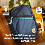 Topo Designs Commuter Backpack, Rugged and Durable Recycled Nylon Fabrics, 25L Capacity, Moulded Back Panel, External Access Laptop Sleeve, BlueSign Approved (Navy/Sahara)