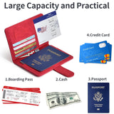 Passport Holder, Passport Cover with Credit Card Slot and Boarding Pass Slot Combo, Passport Wallet Case Book Travel Must Have, RFID Blocking Leather Travel Accessories, Red