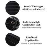 Luccalily 2-Piece ABS Hard Shell Lightweight Carry-On Luggage Set (14" & 20"), 360-Degree Spinner Wheels, Adjustable Telescopic Handle and Combination Lock for Travel, Black