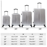 Apelila 4 Piece Luggage Sets for Travel, Hardshell Suitcase with Spinner Wheels (18/20/24/28 Inch), Lightweight Carry On & Checked Luggage for Family Vacation (Sliver-Wave)