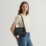 Shoulder Bag for Women Y2K Trendy Purse Vegan Leather Hobo Handbags Clutch Saddle Bag with 2 Removable Strap (black)