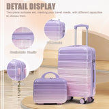 Clyrava 20 Inch Carry on Luggage Set with 14" Cosmetic Case Pink Purple, Suitcases with Spinner Wheels Hardshell, Hard Shell Suitcases 2 Piece Set, Rolling Suitcase for Women/Men/Girls Travel