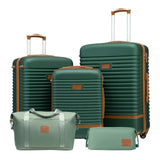 Coolife Suitcase Set 3 Piece Luggage Set Carry On Travel Luggage TSA Lock Spinner Wheels Hardshell Lightweight Luggage Set(Dark Green, 5 piece set)