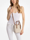 Michael Kors Quinn Extra Small Tote Crossbody Bag, Gold-Tone Hardware/MK Signature Coated Twill/Vanilla/Acorn