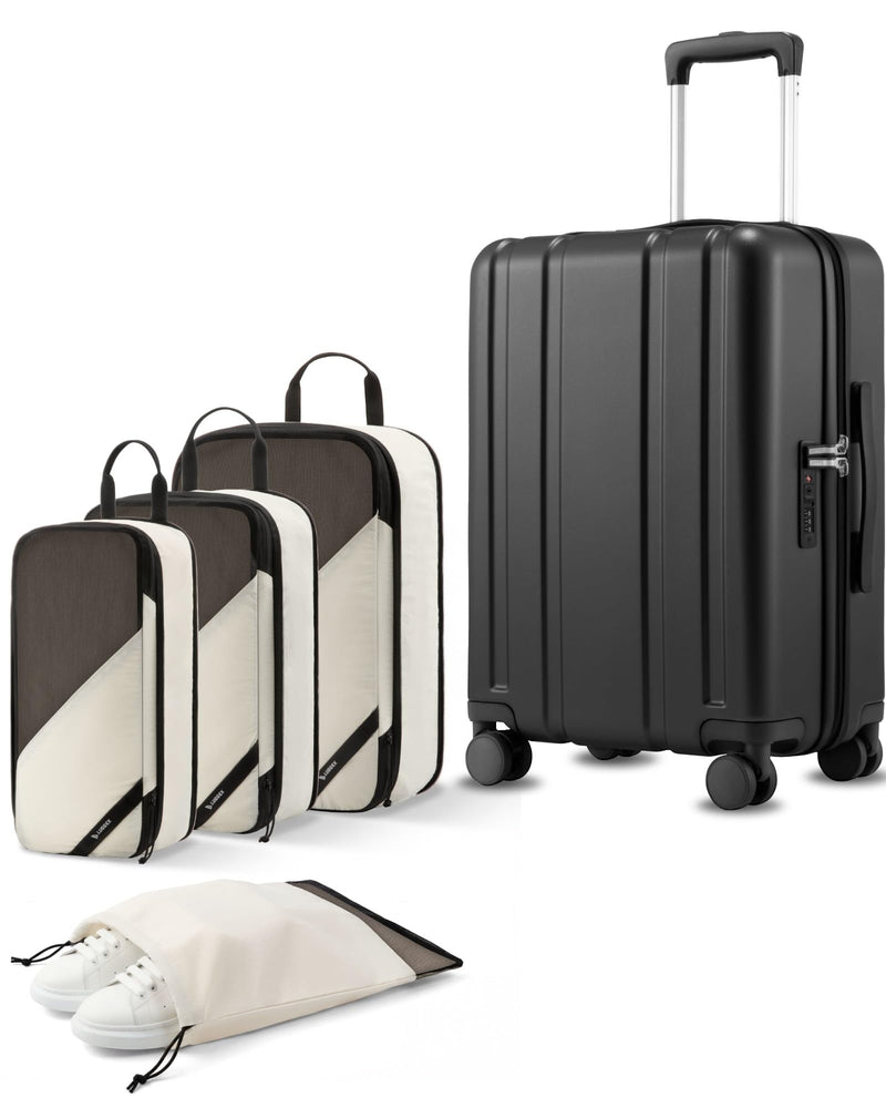 LUGGEX Carry On Luggage and 4 Set Travel Packing Cubes Bundle – Travel Essentials