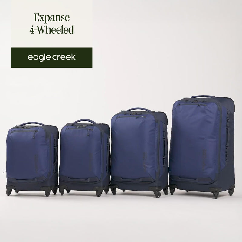 Eagle Creek Expanse 4-Wheel 22" Carry-On Luggage - Rolling Four-Wheel Carry-On Luggage for Easy Travel - Lockable Zippers - Expandable Main Compartment - Telescoping Handles - Midnight Black