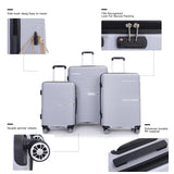 Tripcomp Luggage 3 Piece Sets Suitcase Set with Double Spinner Wheels, Lightweight Carry On Hardside Travel Luggage with TSA Lock, (20/24/28) (Silver)