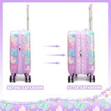 Inprof Kid’s Luggage Set 5 Piece Suitcase Set 16’’ Hardside Luggage with Spinner Wheels Girls Carry on Toddler Travel Rolling Suitcase Carry on Luggage Airline Approved