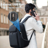 FENRUIEN 17 Inch Travel Backpack for Men, Expandable Water Resistant Computer Backpack with USB Port, Black Laptop Bag for Business/College/Work