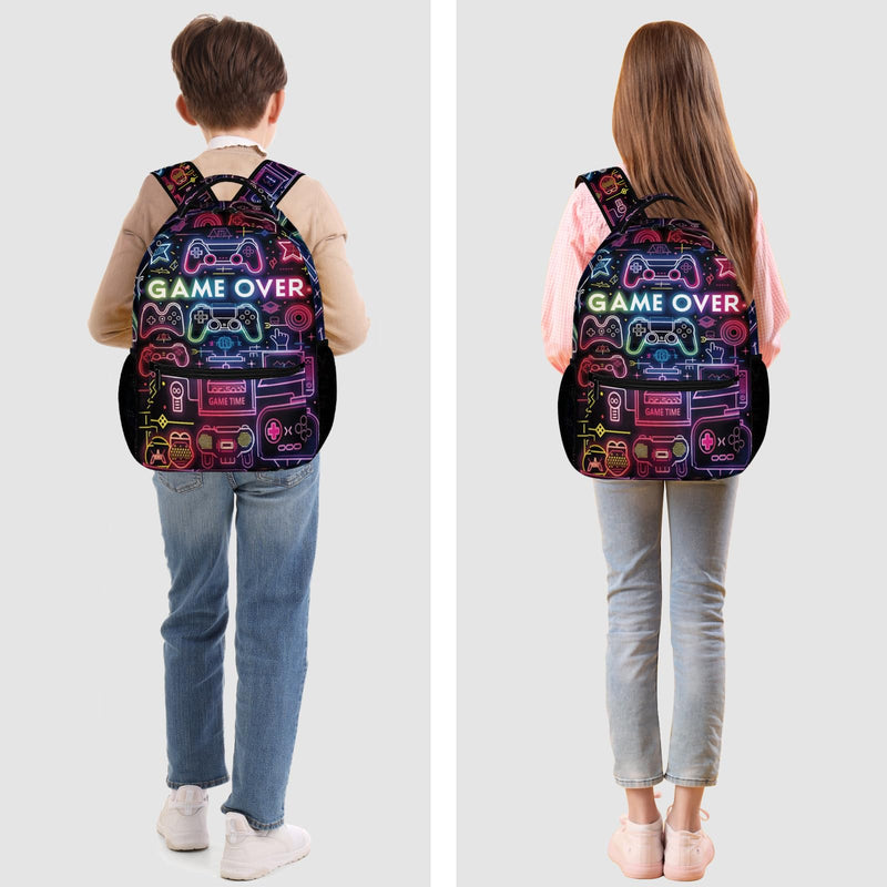 KOYI Neon Video Game Backpack for Boys, 16.5" Gaming School Backpack