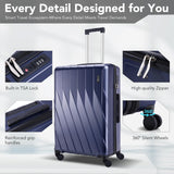 Hoteel Luggage Sets 5 Piece, 4-Year Warranty, Durable Suitcase Set with Spinner Wheels, 100% PC Hard Shell Lightweight Luggage with TSA Lock, Large Checked Travel Suitcases, Dark Blue(20/24/28/DB/TB)