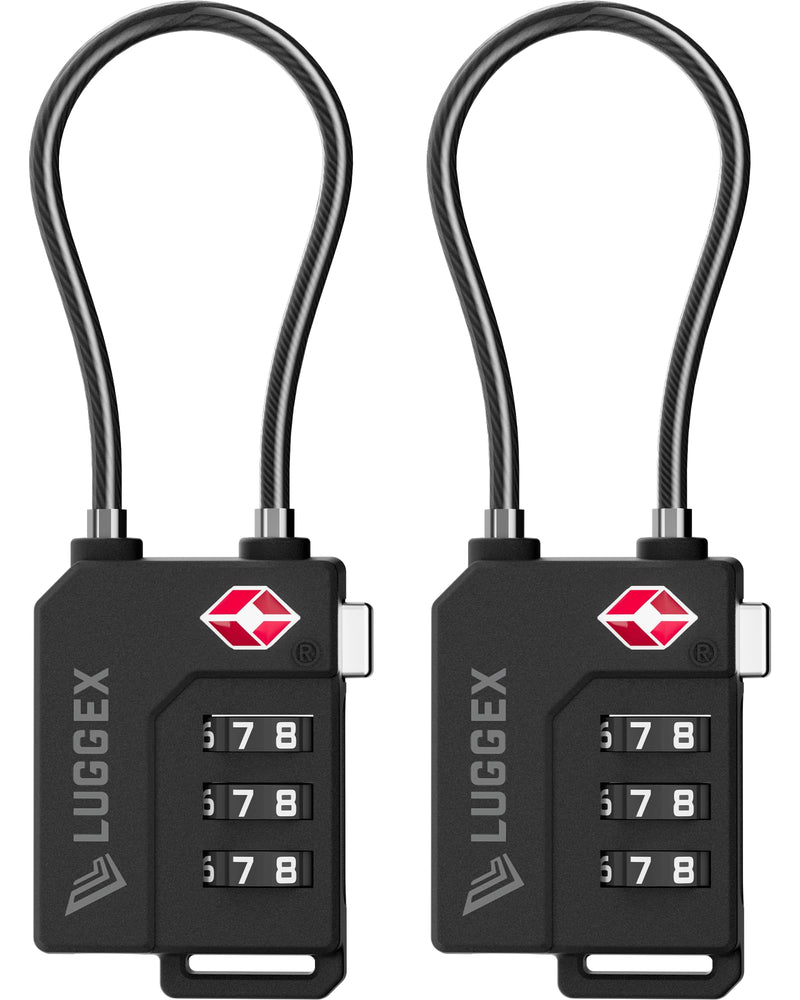 LUGGEX TSA Locks for Luggage, Suitcase Locks TSA Approved, Luggage Locks, Ease of Use & Durable(Black,2 Pack)