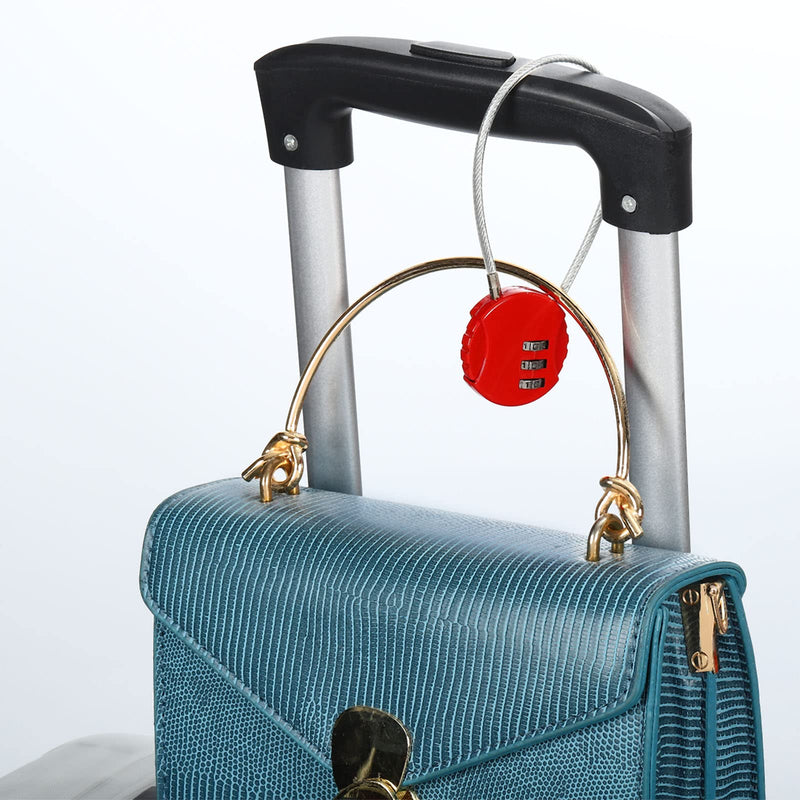 PATIKIL Combination Lock 8 Inch, 3 Digit Outdoor Waterproof Code Padlock with Wire Rope for Luggage Gym Locker Fence Toolbox Backpack, Pink