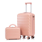 Clyrava 20 Inch Carry on Hardshell Luggage Sets of 2 Piece with Spinner Wheels and 14" Cosmetic Case, Pink Small Suitcases with Combination Lock, Checked Luggage for Travel Men/Women/Girls