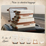 CASELLY Luggage Sets with spinner wheels, PC+ABS Hard Shell Travel Luggage,Lightweight Carry-on suitcases with TSA Lock,YKK Zippers (Beige, 5 piece sets(20/24/28/DB/TB))