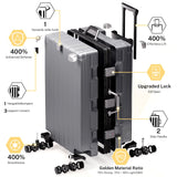 Krute No Zipper Luggage Set 2 Pieces Aluminum Frame Suitcase Sets Polycarbonate Hard Shell Luggage TSA Lock Checked Suitcase with Spinner Wheels