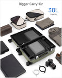 LUGGEX 21 Inch Zipperless Carry On Luggage - HUP Pro Front Opening Compartment Suitcase with Spinner Wheels, 38L Capacity, TSA Locks, Airline Approved for Business Travel(ZX-Pro, Black)