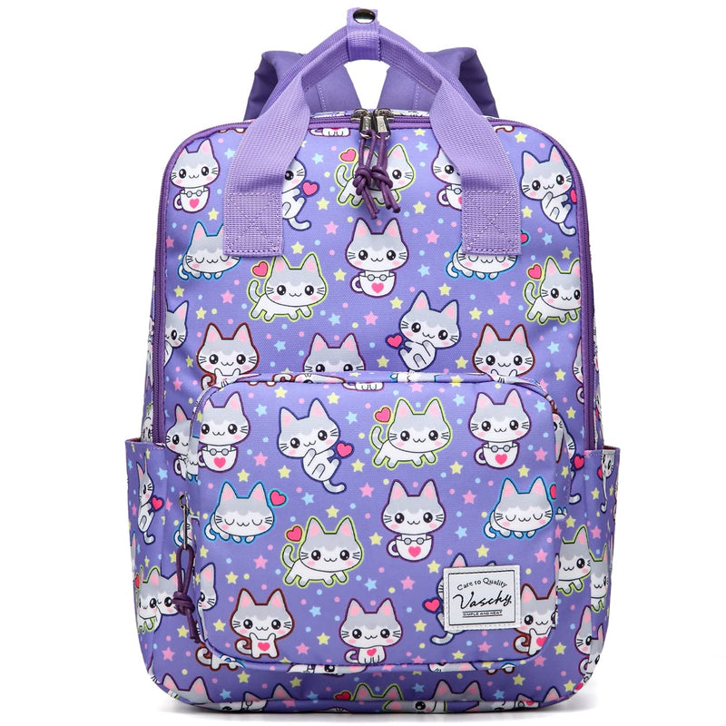 VASCHY Toddler Kids Backpack, Little Girls Lightweight Cute Top Handle Preschool Backpack Tablet Bag for Daycare Kindergarten Cats