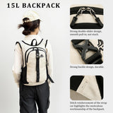 VOBUYING 15L Small Hiking Backpack Foldable Ultralight Trekking Camping Outdoors Backpack for Women Men (beige)