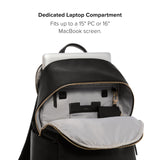 TUMI - Voyageur Raina Backpack - Women's Premium Leather Backpack - Everyday Bag with Phone Pocket & Laptop Compartment - Black, Light Gold Hardware