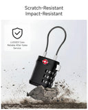 LUGGEX TSA Locks for Luggage, Luggage Locks, Suitcase Locks TSA Approved, Travel Locks, Ease of Use & Durable (Black, 4 Pack)