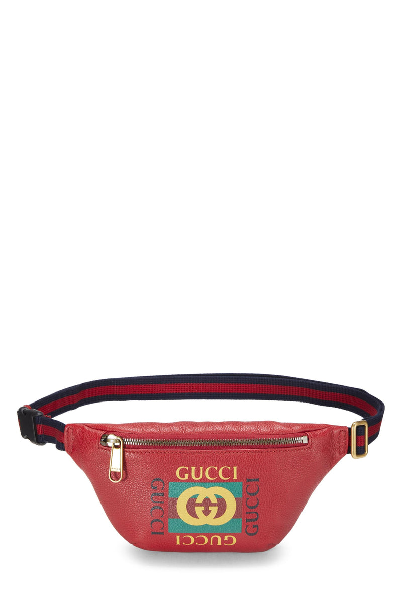 Gucci, Pre-loved Red Leather Logo Belt Bag Small, Red