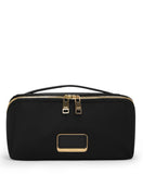 TUMI - Voyageur Dallas Cosmetic Bag - Lay-Flat Travel Makeup Organizer - Packable Travel Kit - Black with Gold Hardware