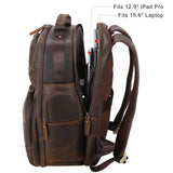 TIDING Full Grain Leather Backpack for Men 15.6 Inch Laptop Bag Large Capacity Business Travel Hiking Shoulder Daypacks