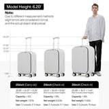 mixi 20 Inch Carry On Luggage 22x14x9 Airline Approved PC Hard Shell Suitcase Top Opening Aluminum Frame Travel Suitcases with Wheels, Smoke White