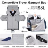 mixi Carry On Garment Bag for Travel 56L Convertible Duffle Bag for Men Women 2 in 1 Hanging Luggage Suitcase Dress Suit Travel Bag with Shoes Pouch, Sapphire Blue