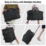 Hanke Large Expandable checked Luggage Suitcases with Wheels Foldable Duffle Bag for Travel suitcase for Women Men Garment Bag（Black）