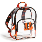 Vera Bradley Women's Clear Nfl Small Backpack (Multiple Teams Available), Cincinnatibengalsonblack/Orangebandana, One Size