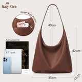 KALIDI Casual Tote Bag Vegan Leather Hobo Zipper Work Bag Weekender Shoulder for Women Shoulder Travel Purse (Dark Coffee)