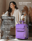 Underseat Carry On Luggage with Wheels, Airline Approved Personal Item Luggage, 16-Inch Multi-functional Underseat Luggage, Lightweight Overnight Suitcase for Women, Bussiness, Travel, Purple