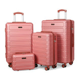 4 Piece Luggage Set Expandable ABS Travel Suitcase Set with Double Spinner Wheels TSA Lock Hardshell Durable Lightweight Traveling Luggage Sets Gift for Back to School (Rose Golden, 28in26in20in13in)