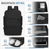 SUIKIHUM Travel Laptop Backpack for Men Women, 35L Carry on Backpack W/Shoe Compartment, Water Resistant Flight Approved Fits 15.6-inch Laptop, Black