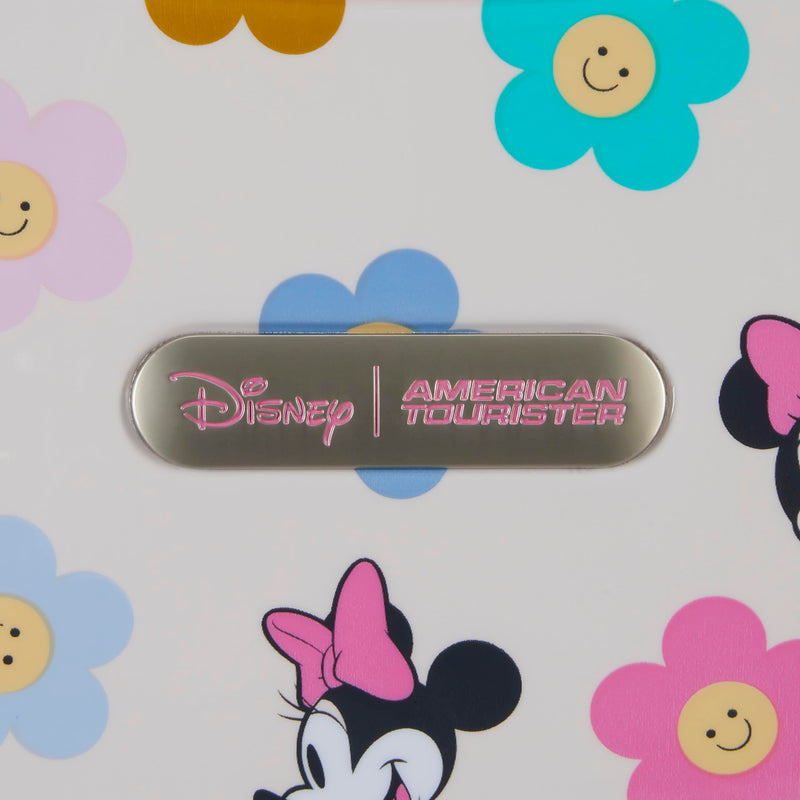 American Tourister Minnie Mouse Carry-On Luggage - Airline Approved, Durable Hardshell with Vibrant Minnie Mouse Design - Roll Confidentially with Spinner Wheels & Colorful Adjustable Handle