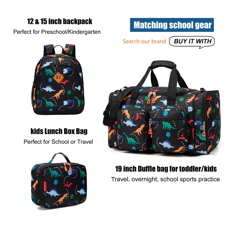 JinBeryl Toddler Backpack for Boys or Girls, Little Kids Backpack for Preschool or Kindergarten (Dinosaur Black, Small)