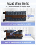 LIGHT FLIGHT Luggage Sets, 3 Piece Durable Suitcase Set with Spinner Wheels, 3 Pcs Hard Shell Lightweight Luggage with TSA Lock, Large Checked Travel Suitcases, 20/24/28 Inch,Blue/Brown