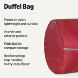 Amazon Essentials Extra Large Foldable Nylon Duffel Bag for Travel/Storage with Zippered Pockets, 32.4", 150L, 50-LBS Capacity, Red (Previously Amazon Basics)