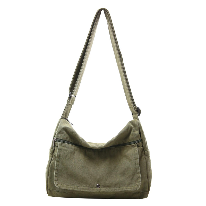 PRAGARI Canvas Messenger Bag for Women Hobo Crossbody Shoulder Bag Vintage Satchel Tote Handbag with Multiple Pockets