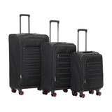Spyder Pivot Expandable Softside Spinner Checked Luggage with 360° Spinner Wheels (Black, 3-Piece Set)