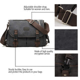 [Upgraded] Vintage Canvas Messenger Bag 13 15.6 17 inches Large Book Laptop Shoulder Bag Women Men New (Black, X-Large)