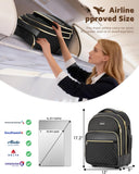 Arcoyard Rolling Backpack for Women, 15 inch Lightweight Wheeled Roller Laptop Backpack for Adults, Water Resistant Underseat Carry On Luggage Bag, TSA Friendly Anti Theft Business Gear, Black Gold