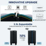 HanTrip Hard Shell Suitcases Airline Approved 20 Inch Carry on Luggage with Wheels, Expandable Travel Luggage with Cup Holder Charger Built in Lightweight Small Suitcase, Black