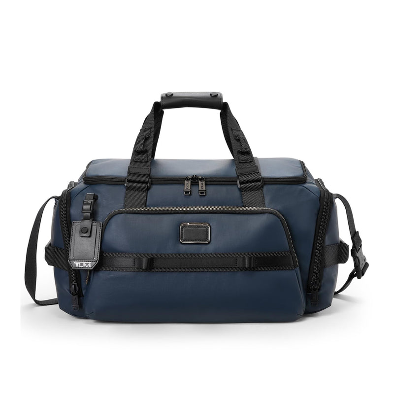 TUMI - Alpha Bravo Mason Duffel - Men's Weekender, Gym and Overnight Travel Bag - Fits Up To 15" Laptop - 11.0" X 19.5" X 10.3" - Navy Coated Canvas