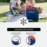 Igloo 11 Quart Tag-Along-Too Tailgating Cooler w/ 2-Day Ice Retention, Navy w/Rainbow Strap, 25 Qt